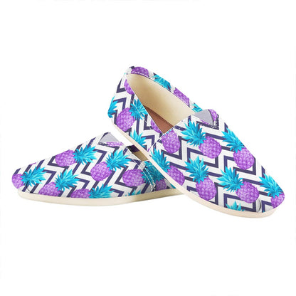 Purple Zig Zag Pineapple Pattern Print Casual Shoes
