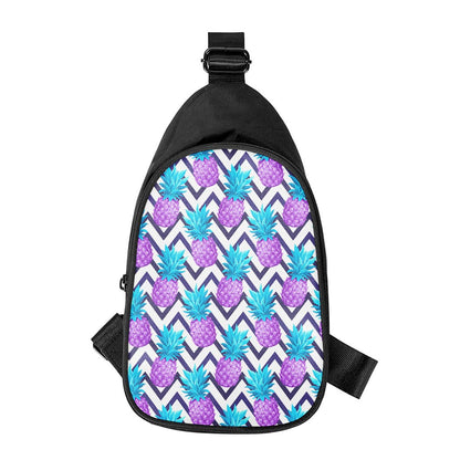 Purple Zig Zag Pineapple Pattern Print Chest Bag
