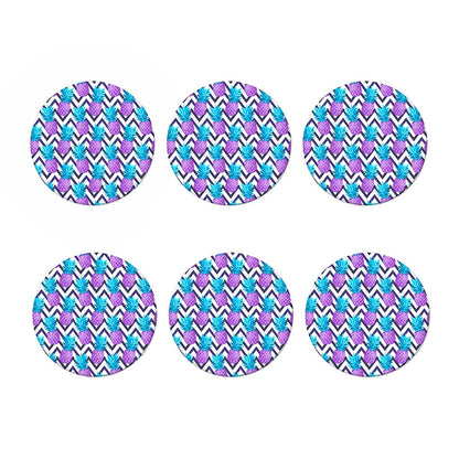 Purple Zig Zag Pineapple Pattern Print Coaster Set