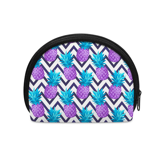 Purple Zig Zag Pineapple Pattern Print Coin Purse
