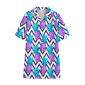 Purple Zig Zag Pineapple Pattern Print Cotton Hawaiian Shirt