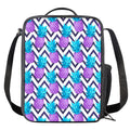 Purple Zig Zag Pineapple Pattern Print Crossbody Lunch Bag