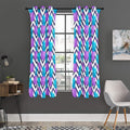 Purple Zig Zag Pineapple Pattern Print Grommet Curtain Panels