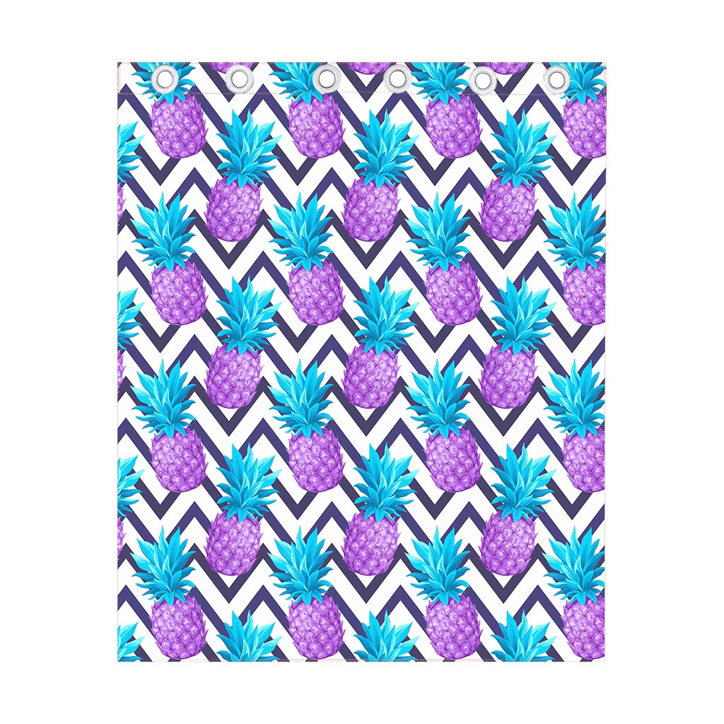 Purple Zig Zag Pineapple Pattern Print Curtain