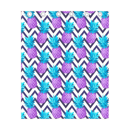 Purple Zig Zag Pineapple Pattern Print Curtain