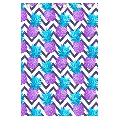 Purple Zig Zag Pineapple Pattern Print Curtain