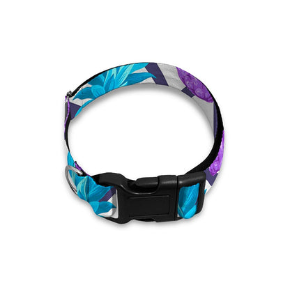 Purple Zig Zag Pineapple Pattern Print Dog Collar