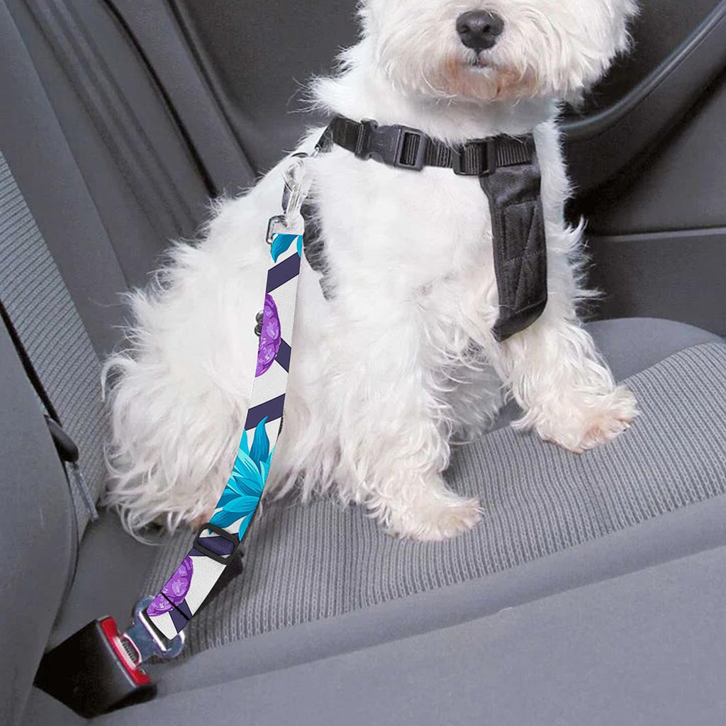 Purple Zig Zag Pineapple Pattern Print Dog Seat Belt