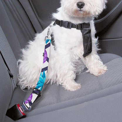 Purple Zig Zag Pineapple Pattern Print Dog Seat Belt