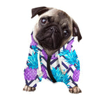Purple Zig Zag Pineapple Pattern Print Dog Zip Up Hoodie