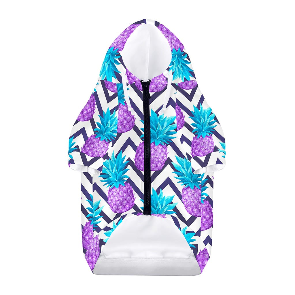 Purple Zig Zag Pineapple Pattern Print Dog Zip Up Hoodie