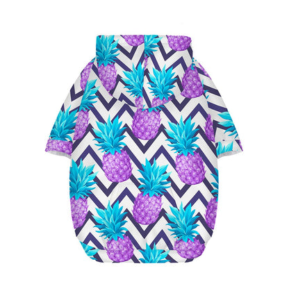 Purple Zig Zag Pineapple Pattern Print Dog Zip Up Hoodie
