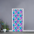 Purple Zig Zag Pineapple Pattern Print Door Sticker