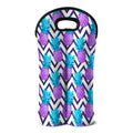 Purple Zig Zag Pineapple Pattern Print Double Neoprene Wine Tote