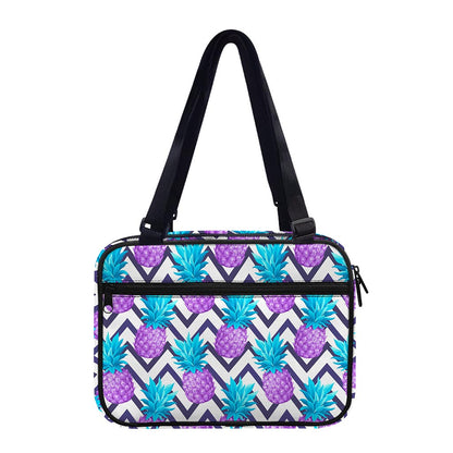 Purple Zig Zag Pineapple Pattern Print Double Strap Bible Bag