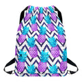 Purple Zig Zag Pineapple Pattern Print Drawstring Backpack