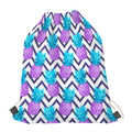 Purple Zig Zag Pineapple Pattern Print Drawstring Bag