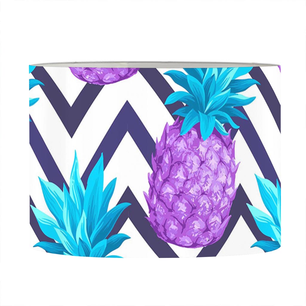 Purple Zig Zag Pineapple Pattern Print Drum Lamp Shade