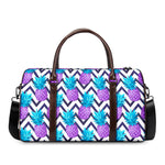 Purple Zig Zag Pineapple Pattern Print Duffle Bag