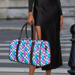 Purple Zig Zag Pineapple Pattern Print Duffle Bag