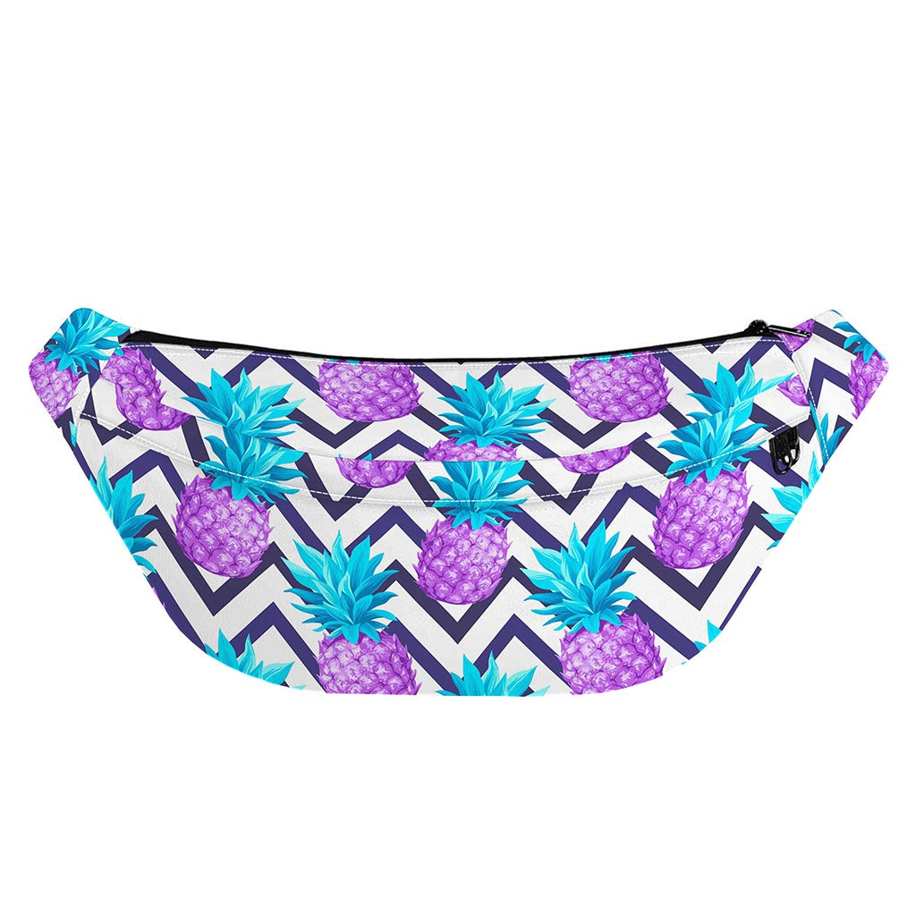 Purple Zig Zag Pineapple Pattern Print Fanny Pack