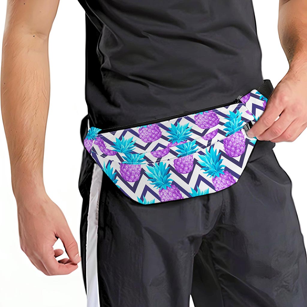Purple Zig Zag Pineapple Pattern Print Fanny Pack
