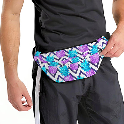 Purple Zig Zag Pineapple Pattern Print Fanny Pack