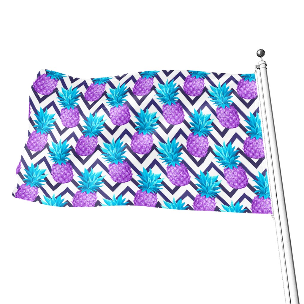 Purple Zig Zag Pineapple Pattern Print Flag