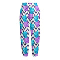 Purple Zig Zag Pineapple Pattern Print Fleece Lined Knit Pants