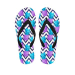 Purple Zig Zag Pineapple Pattern Print Flip Flops