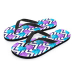 Purple Zig Zag Pineapple Pattern Print Flip Flops