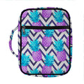 Purple Zig Zag Pineapple Pattern Print Front Pocket Bible Bag