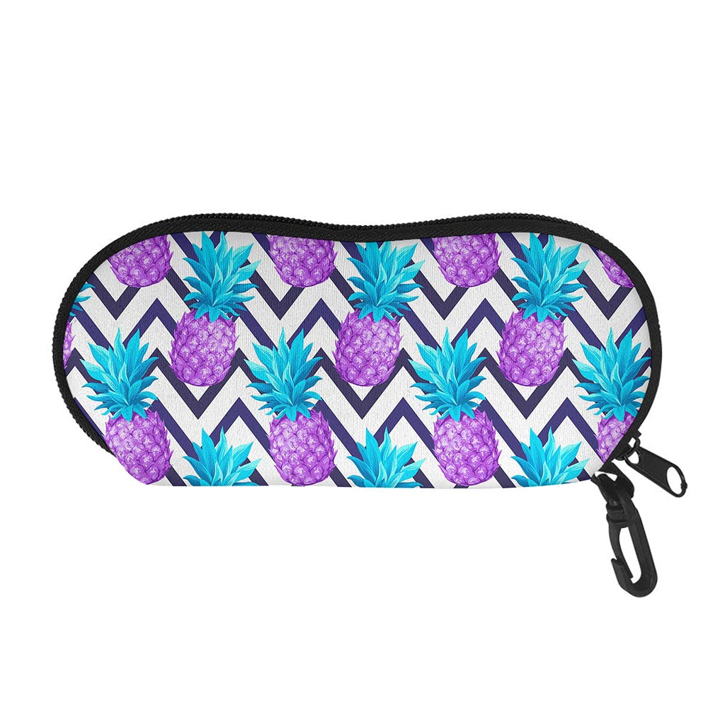 Purple Zig Zag Pineapple Pattern Print Glasses Case