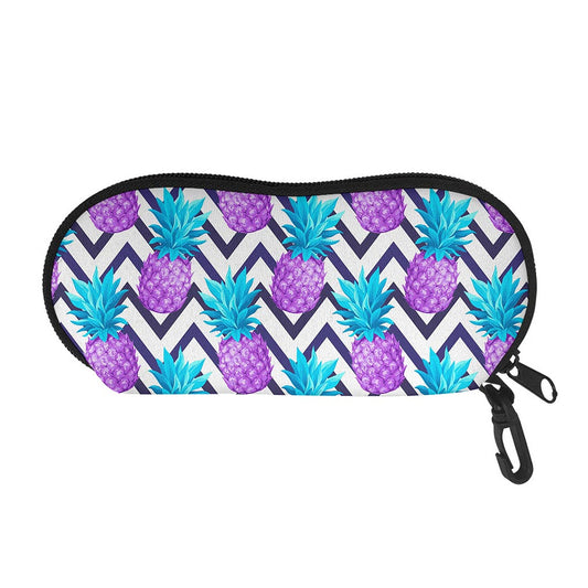 Purple Zig Zag Pineapple Pattern Print Glasses Case