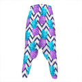 Purple Zig Zag Pineapple Pattern Print Hammer Pants
