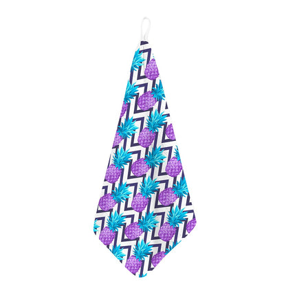 Purple Zig Zag Pineapple Pattern Print Hand Towel