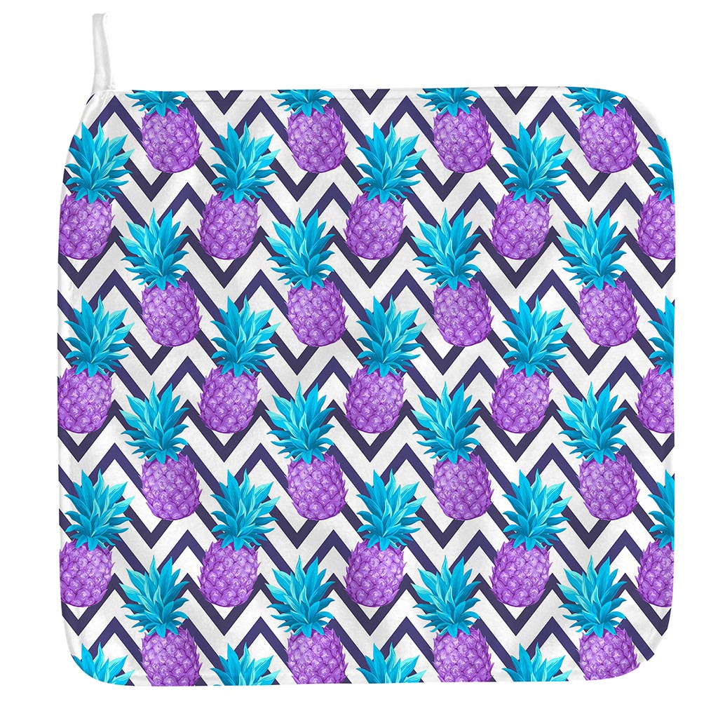 Purple Zig Zag Pineapple Pattern Print Hand Towel
