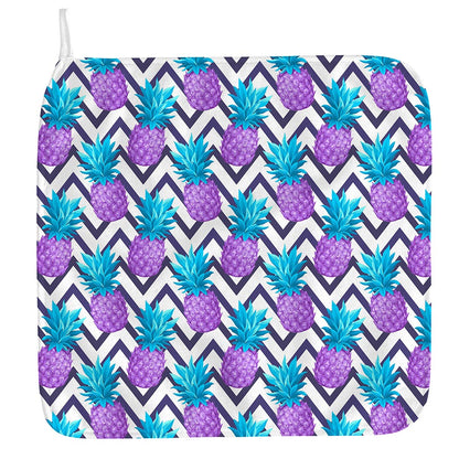 Purple Zig Zag Pineapple Pattern Print Hand Towel