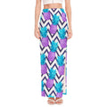 Purple Zig Zag Pineapple Pattern Print High Slit Maxi Skirt
