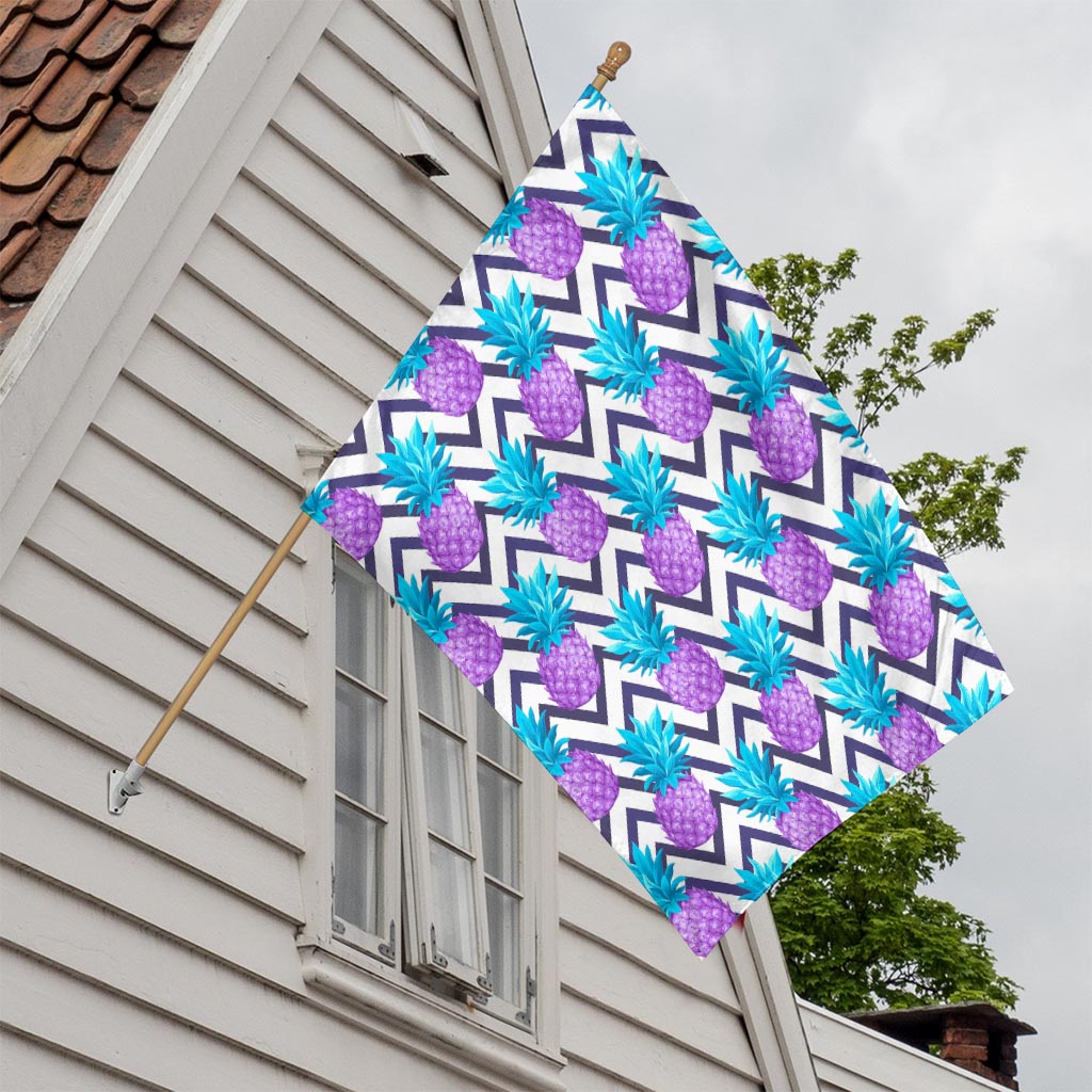Purple Zig Zag Pineapple Pattern Print House Flag