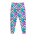 Purple Zig Zag Pineapple Pattern Print Jogger Pants
