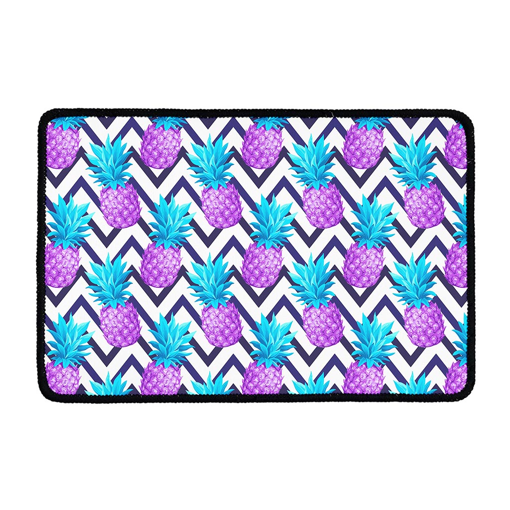 Purple Zig Zag Pineapple Pattern Print Kitchen Mat