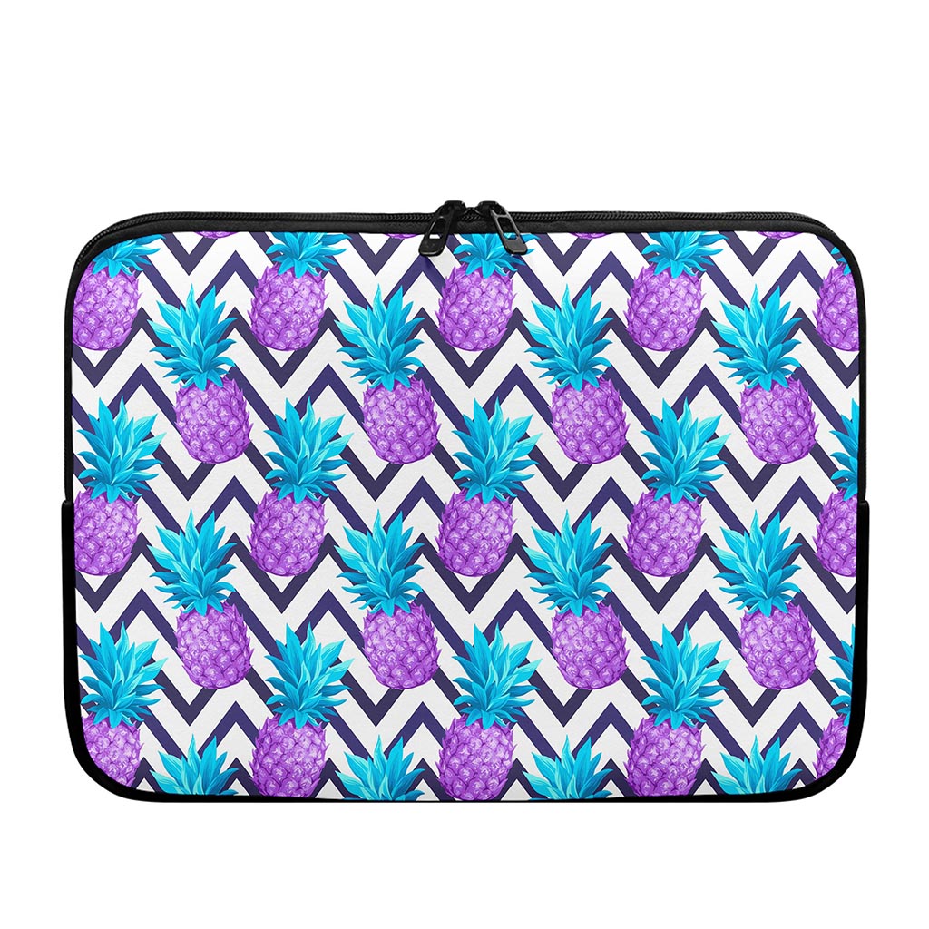 Purple Zig Zag Pineapple Pattern Print Laptop Sleeve