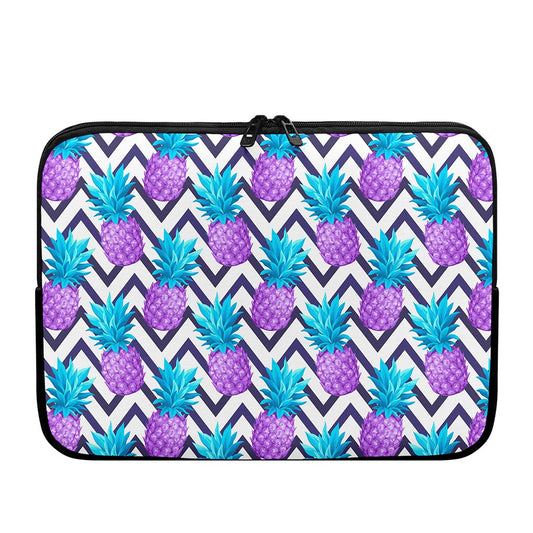 Purple Zig Zag Pineapple Pattern Print Laptop Sleeve