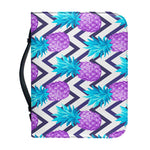 Purple Zig Zag Pineapple Pattern Print Leather Bible Cover