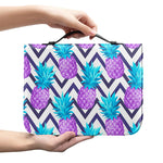 Purple Zig Zag Pineapple Pattern Print Leather Bible Cover