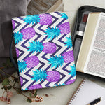 Purple Zig Zag Pineapple Pattern Print Leather Bible Cover