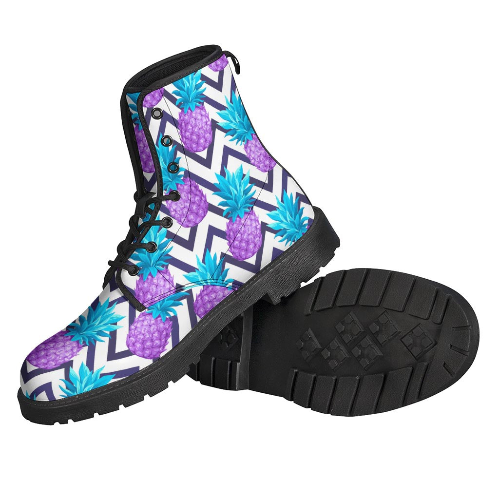 Purple Zig Zag Pineapple Pattern Print Backpack