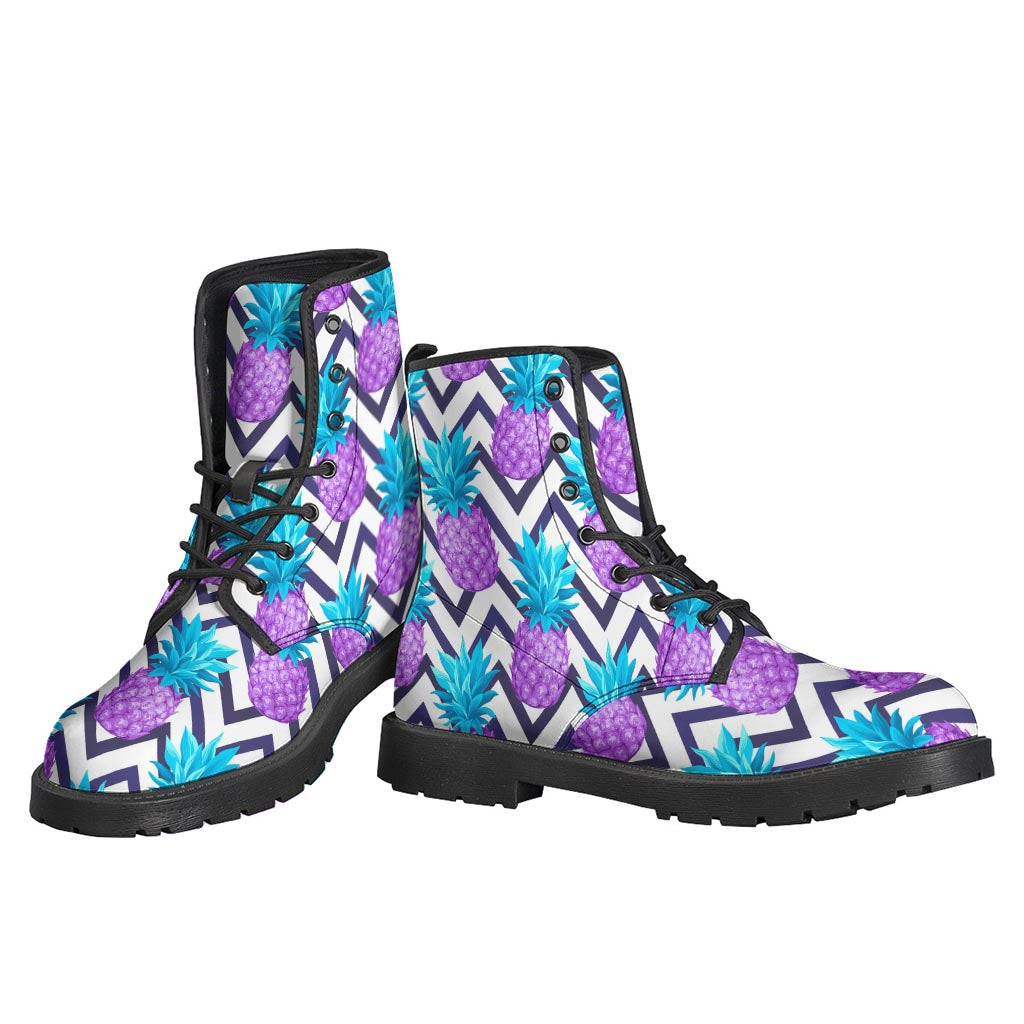 Purple Zig Zag Pineapple Pattern Print Backpack