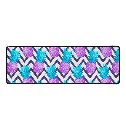 Purple Zig Zag Pineapple Pattern Print Long Kitchen Mat